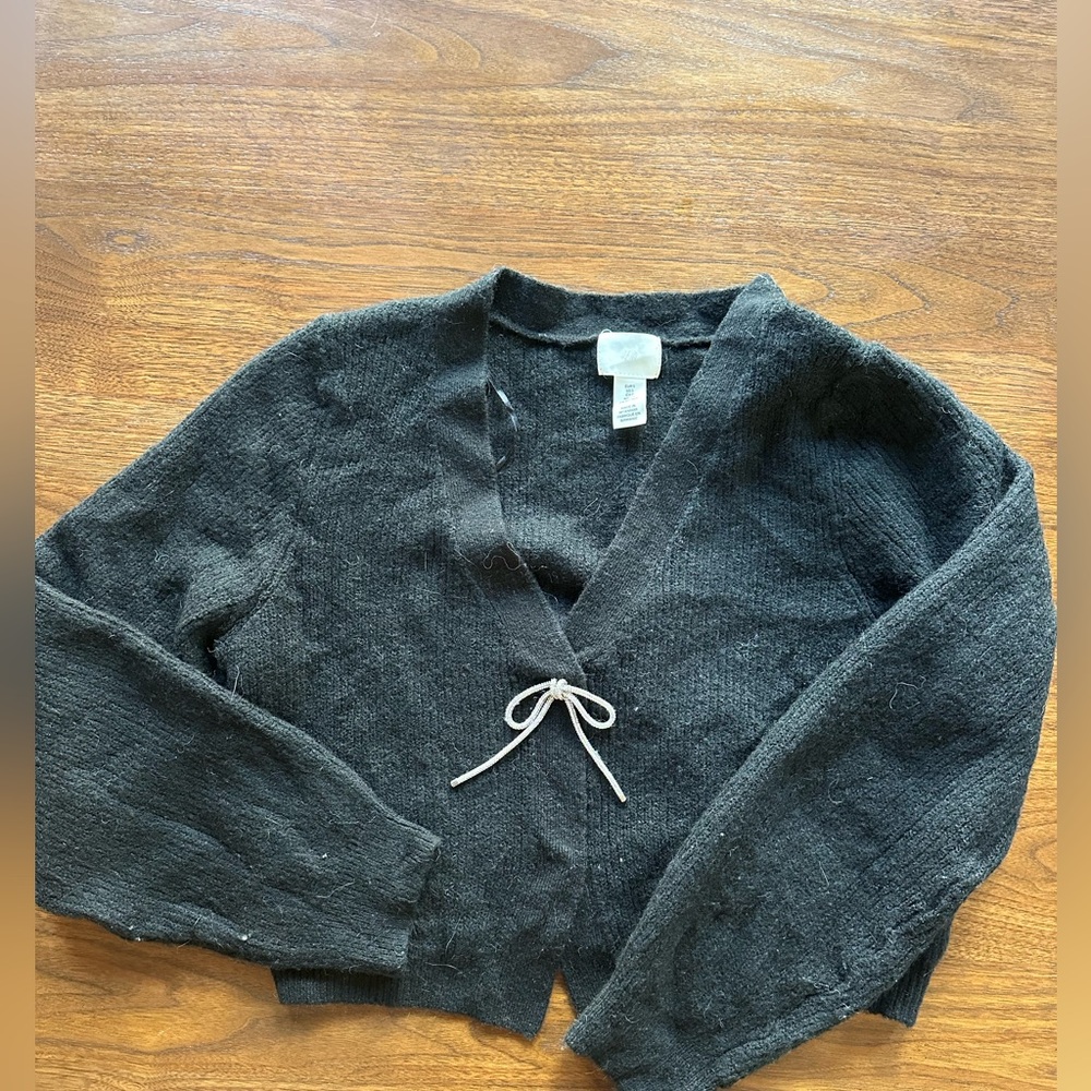H&M sparkle bow sweater, black